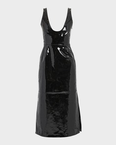 Платье миди без рукавов из лакированной кожи Vernice Ferragamo