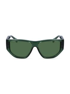 Модифицированные прямоугольные пластиковые солнцезащитные очки Rainbow 56 мм FERRAGAMO, зеленый