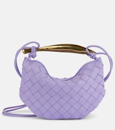 Кожаная сумка через плечо Sardine Mini Bottega Veneta, фиолетовый