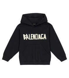 Худи из хлопкового джерси с логотипом Balenciaga Kids, черный