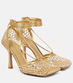 Туфли-лодочки с отделкой из эластичной кожи Bottega Veneta, золотой