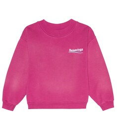 Толстовка из хлопкового джерси с вышивкой Balenciaga Kids, розовый