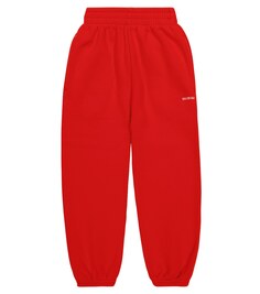 Спортивные брюки из хлопкового джерси с логотипом Balenciaga Kids, красный