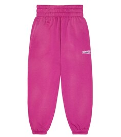 Хлопковые спортивные штаны с логотипом Balenciaga Kids, розовый
