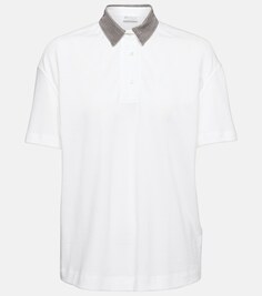 Украшенная рубашка поло из хлопка BRUNELLO CUCINELLI, белый