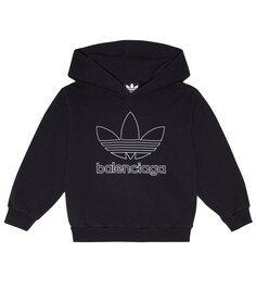 Толстовка из коллаборации с Adidas с логотипом Balenciaga Kids, черный