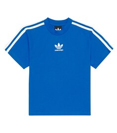Футболка из коллаборации с Adidas с логотипом Balenciaga Kids, синий