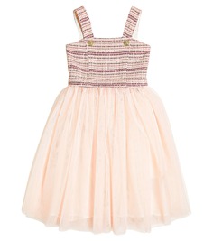 Твидовое платье из смесового хлопка Balmain, розовый