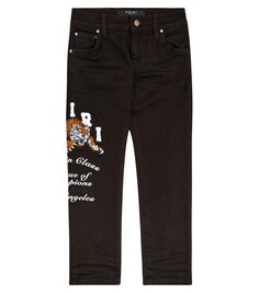 Узкие джинсы с вышитым логотипом Amiri, черный