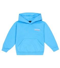 Худи из хлопкового джерси с логотипом Balenciaga Kids, синий