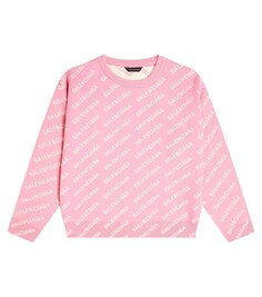 Вязаный свитер с логотипом Balenciaga Kids, розовый