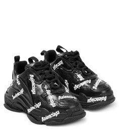 Кроссовки Triple S с логотипом Balenciaga Kids, черный