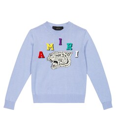 Хлопковый свитер Tiger Varsity Amiri, синий