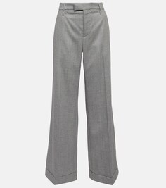 Широкие шерстяные брюки с высокой посадкой BRUNELLO CUCINELLI, серый
