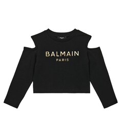 Хлопковая толстовка с вырезами Balmain, черный