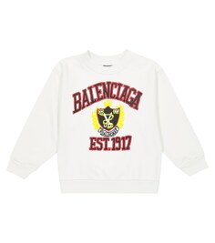 Толстовка из хлопкового джерси с логотипом Balenciaga Kids, белый
