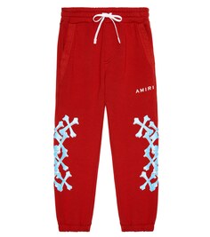 Хлопковые спортивные штаны с принтом Amiri, красный