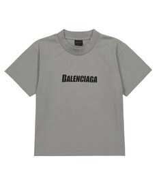 Футболка из хлопкового джерси с логотипом Balenciaga Kids, серый
