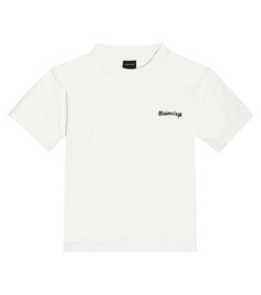 Хлопковая футболка с логотипом Balenciaga Kids, белый