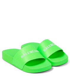 Резиновые шлепанцы с логотипом Balenciaga Kids, зеленый