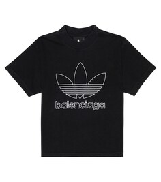 Футболка из коллаборации с Adidas с логотипом Balenciaga Kids, черный