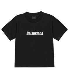 Футболка из джерси с логотипом Balenciaga Kids, черный