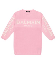 Платье-свитер с логотипом из смесового хлопка Balmain, розовый