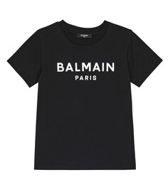 Футболка из хлопкового джерси с логотипом Balmain, черный