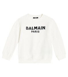 Толстовка из хлопкового джерси с логотипом Balmain, белый