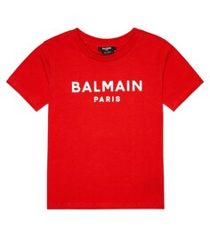 Хлопковая футболка с логотипом Balmain, красный