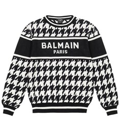 Свитер с логотипом в ломаную клетку Balmain, разноцветный