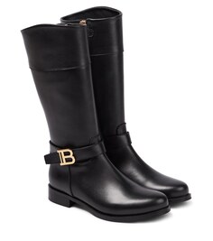 Кожаные ботинки с логотипом Balmain, черный