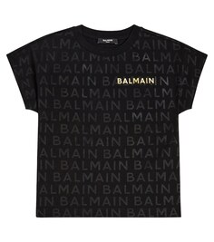 Футболка из хлопкового джерси с логотипом Balmain, черный