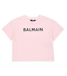 Футболка из хлопкового джерси с логотипом Balmain, розовый