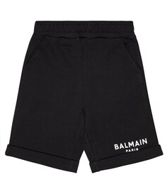 Хлопковые шорты с логотипом Balmain, черный