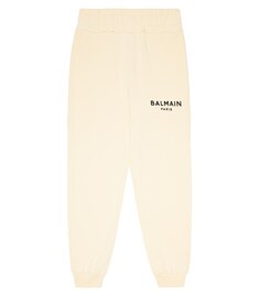 Хлопковые спортивные штаны с логотипом Balmain, черный