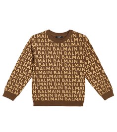 Толстовка из хлопка с логотипом Balmain, коричневый