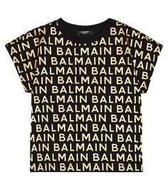 Хлопковая футболка с логотипом Balmain, черный