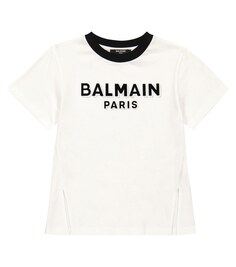 Футболка из хлопкового джерси с логотипом Balmain, белый