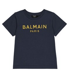 Хлопковая футболка с логотипом Balmain, синий