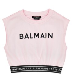 Хлопковый жилет с логотипом Balmain, розовый