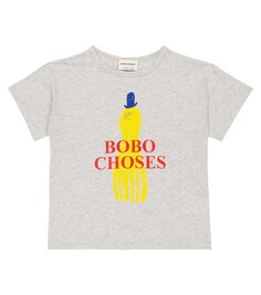 Хлопковая футболка с логотипом Bobo Choses, серый
