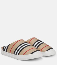 Тапочки в полоску Icon Stripe Burberry, бежевый