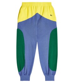 Спортивные брюки из хлопкового джерси с цветными блоками Bobo Choses, разноцветный