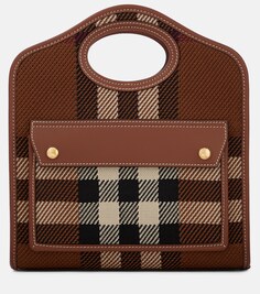 Сумка-тоут Pocket Mini в клетку Burberry, коричневый