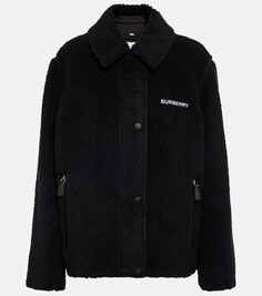 Вышитая флисовая куртка из смесовой шерсти BURBERRY, черный