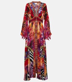 Платье макси из шелка с принтом CAMILLA, разноцветный