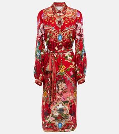 Платье миди из шелка с принтом CAMILLA, разноцветный