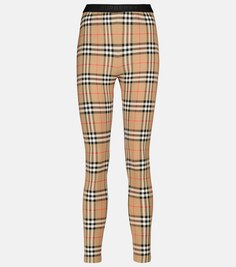 Леггинсы из эластичного джерси в клетку Vintage Check BURBERRY, бежевый