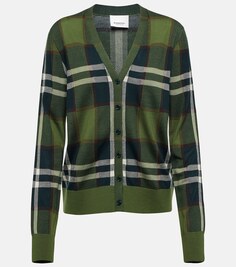 Кардиган в клетку Vintage Check из смесовой шерсти BURBERRY, зеленый